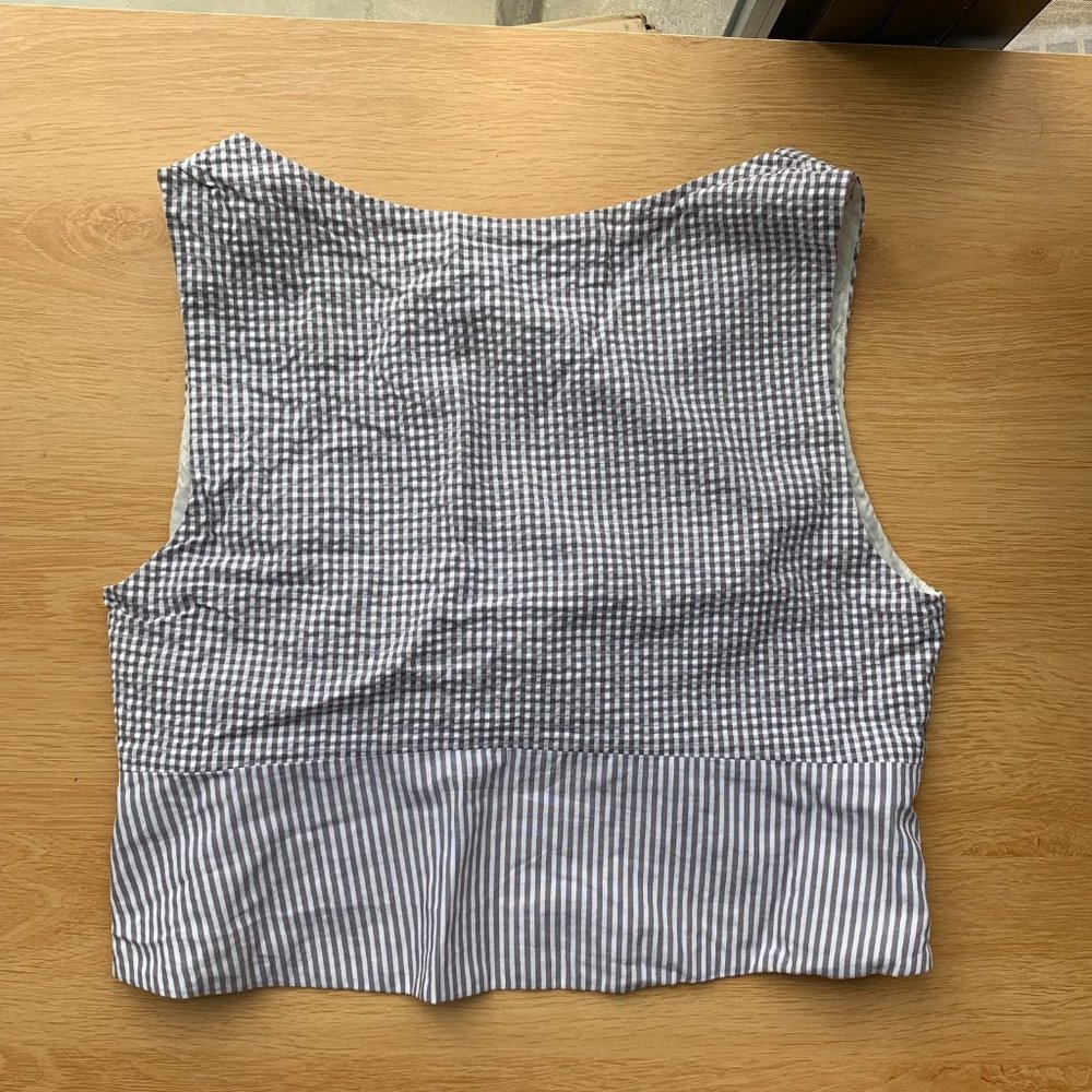 Thakoon Plaid Print V-Neck Crop Top - Picture 4 of 4